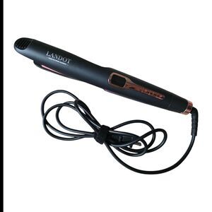 Landot Flat Iron Curler 2 in 1 Twist Straightening Curling Flat Iron Black Pink